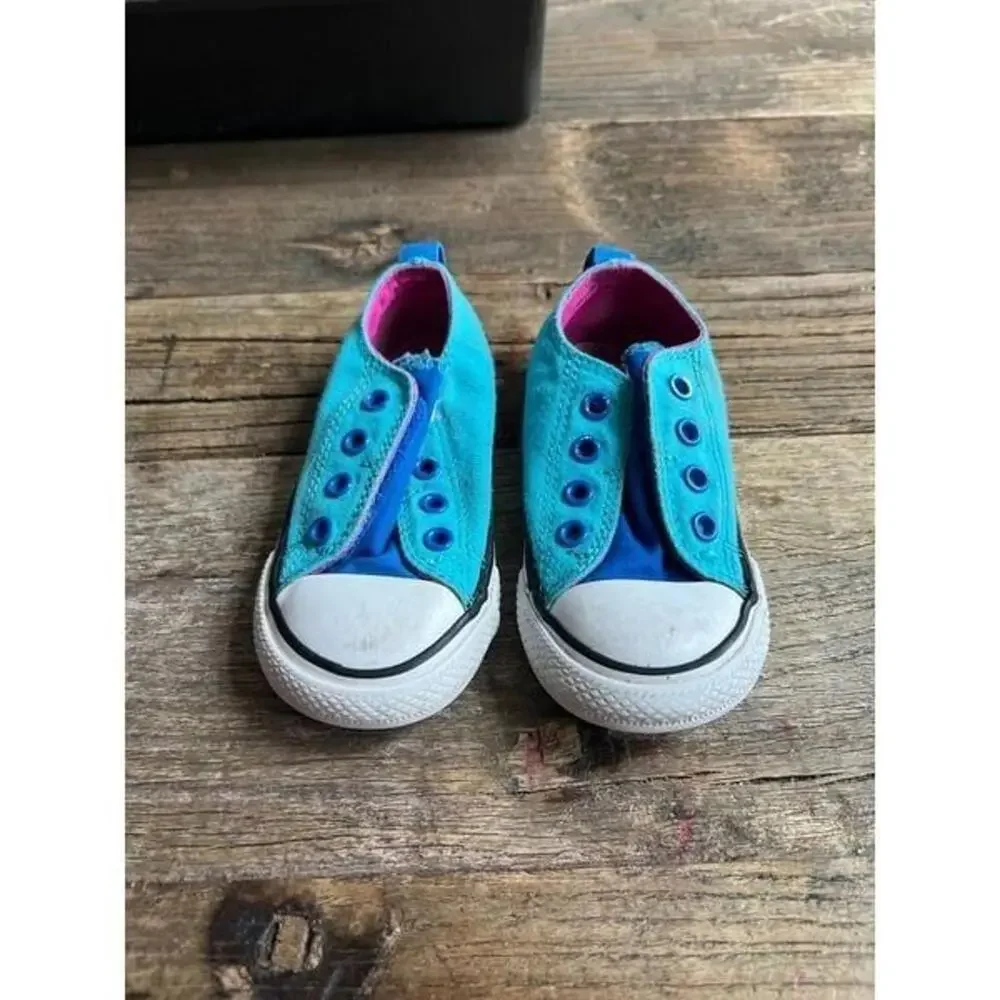Converse Chuck Taylor All Star Sneakers‎ Infant 6 Blue Pink Slip On Canvas